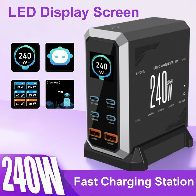 Laptop Charger - NOUVEAU Chargeur GaN 240W 2026 6-EN-1