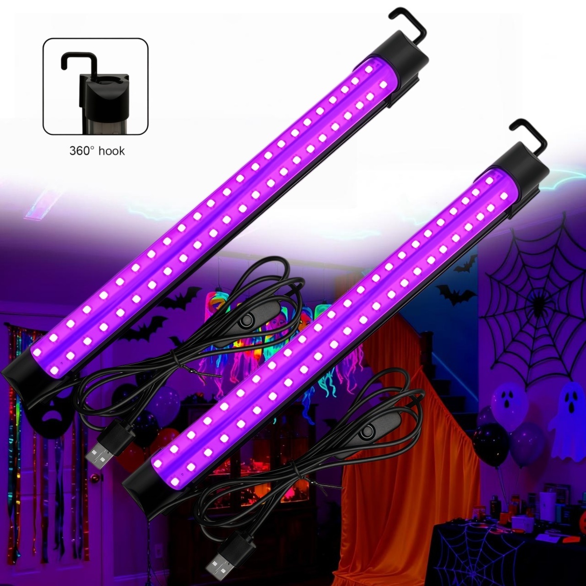 Usb Hub - Tube lumineux noir 5W/10W USB, lampe