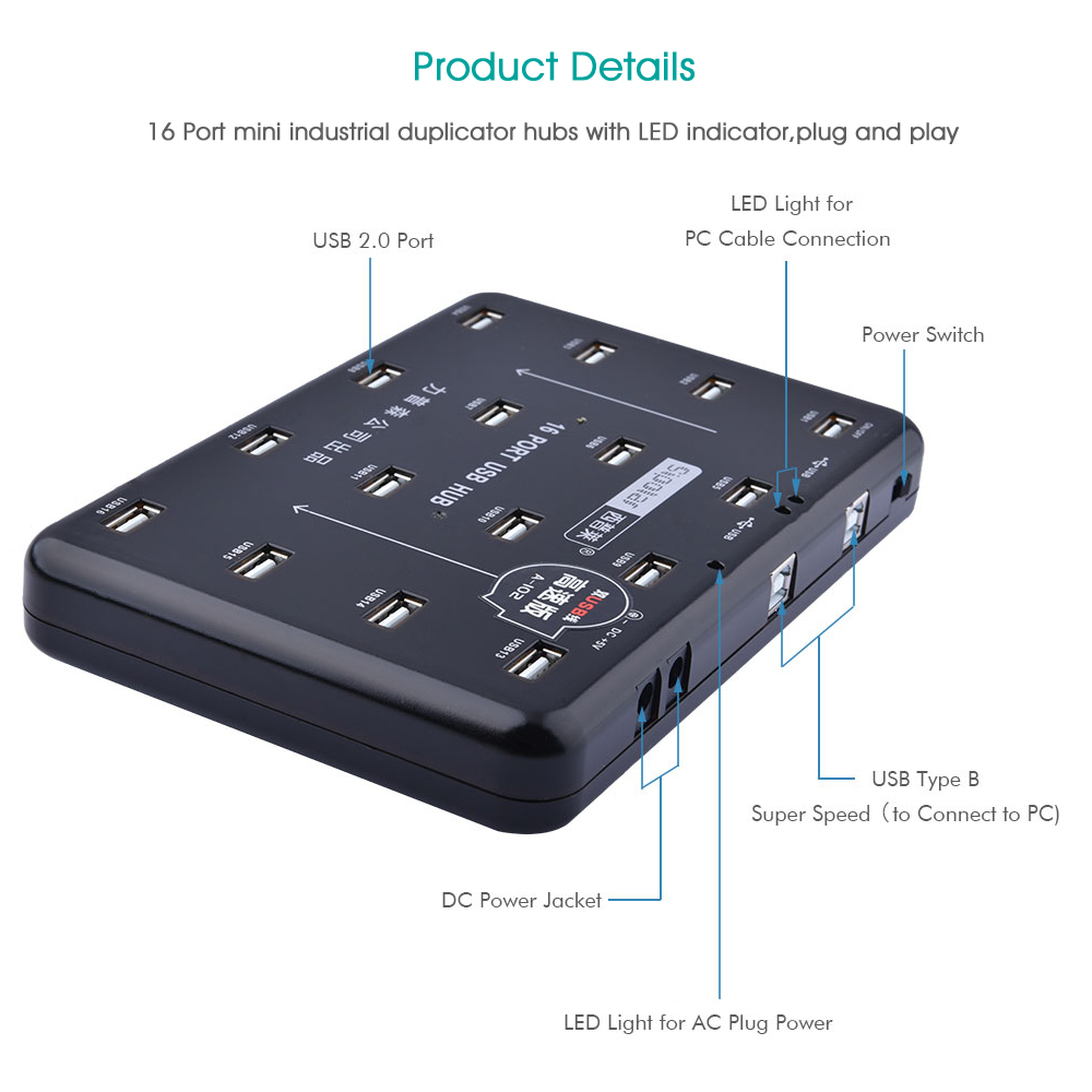 Usb Hub - Hub USB 2.0 alimenté 16 ports
